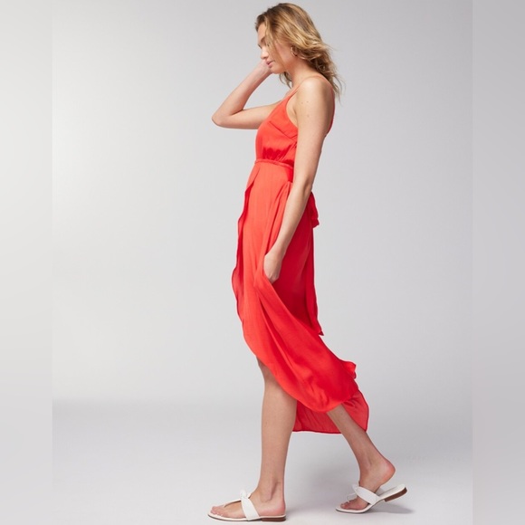 Crinkle Satin Dress in Poppy Red Size XL - Picture 4 of 15